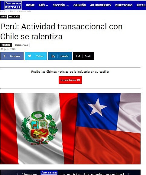 Per: Actividad transaccional con Chile se ralentiza